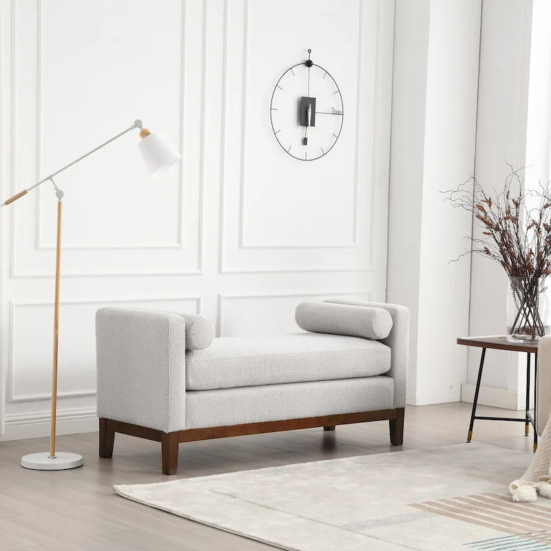 Upholstered Bench with Wood Legs