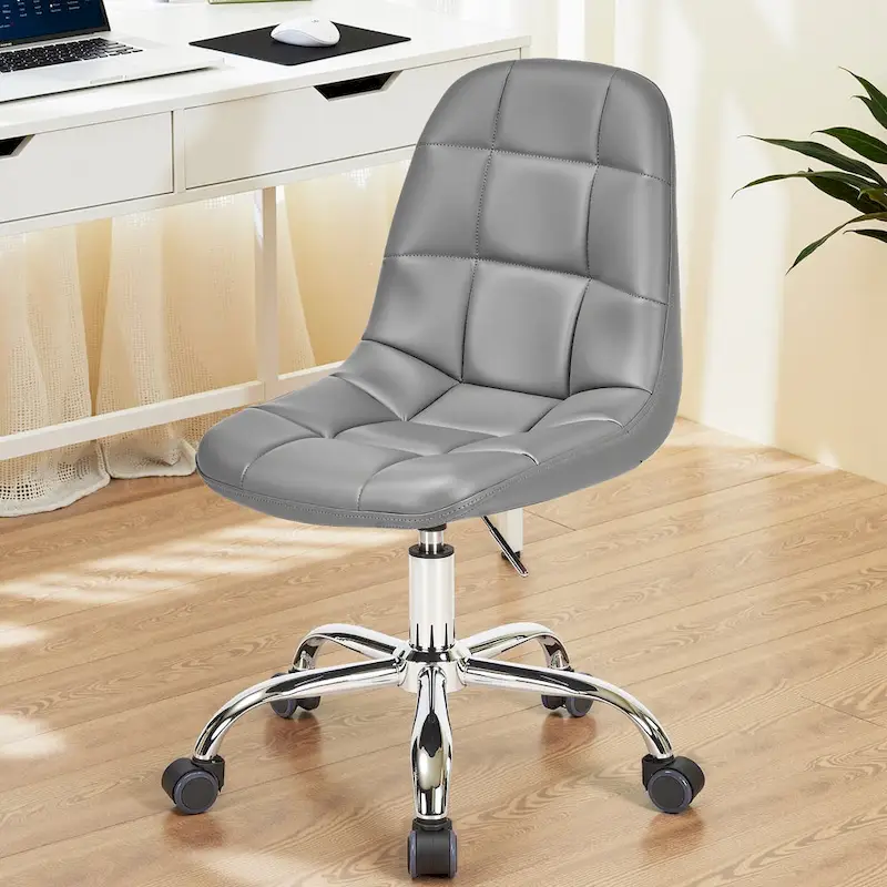 Javlergo Armless Home Office Chair, Height Adjustable Computer Desk Chair with Wheels