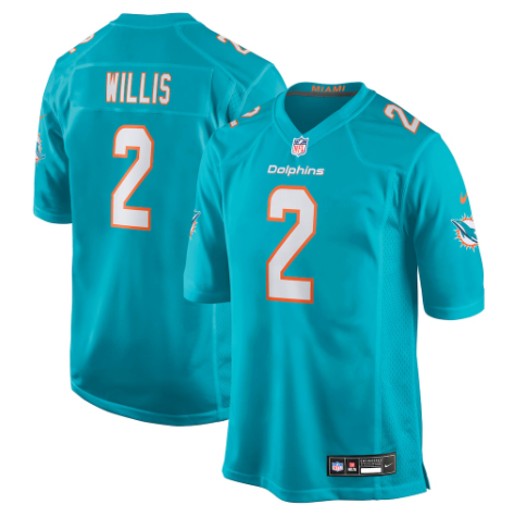 Miami Dolphins Malik Willis Aqua Game Jersey