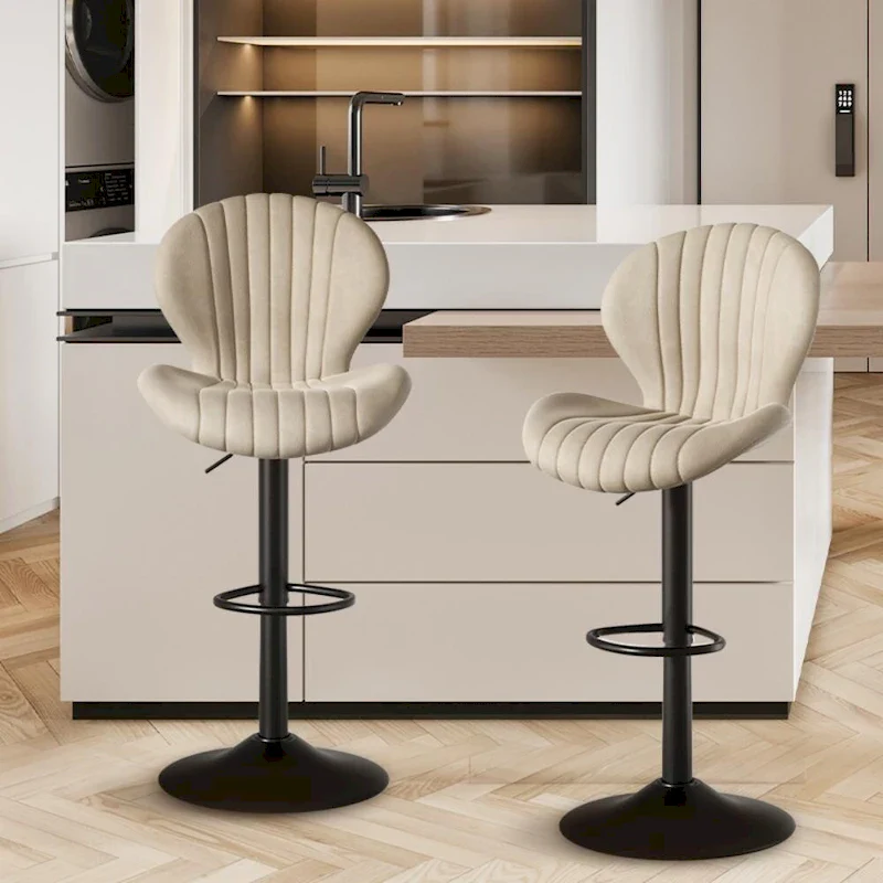 Modern Fabric Bar Stool with Iron Frame - 2 Pack