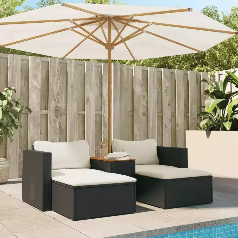 vidaXL Patio Sofa Set with Cushions Garden 5 Piece Poly Rattan Acacia