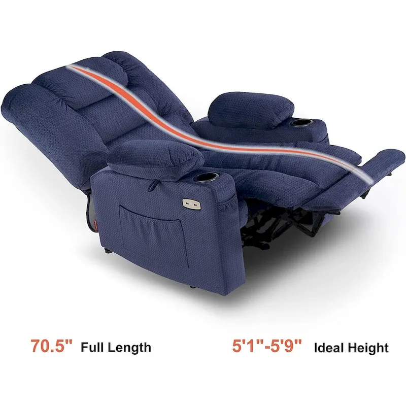 Electric Power Recliner Chair with Heat and Massage, Fabric 6079/PR670