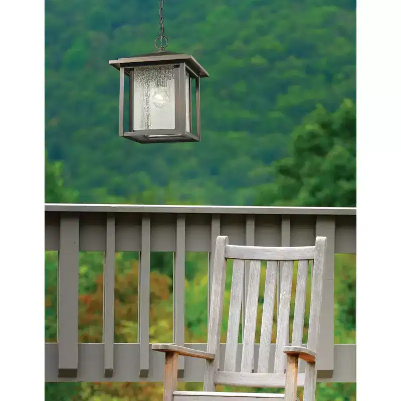 Aspen Outdoor Pendant Light - 11 Glass Shade, Black Finish, Dimmable, Wet Rated, 1 Bulb