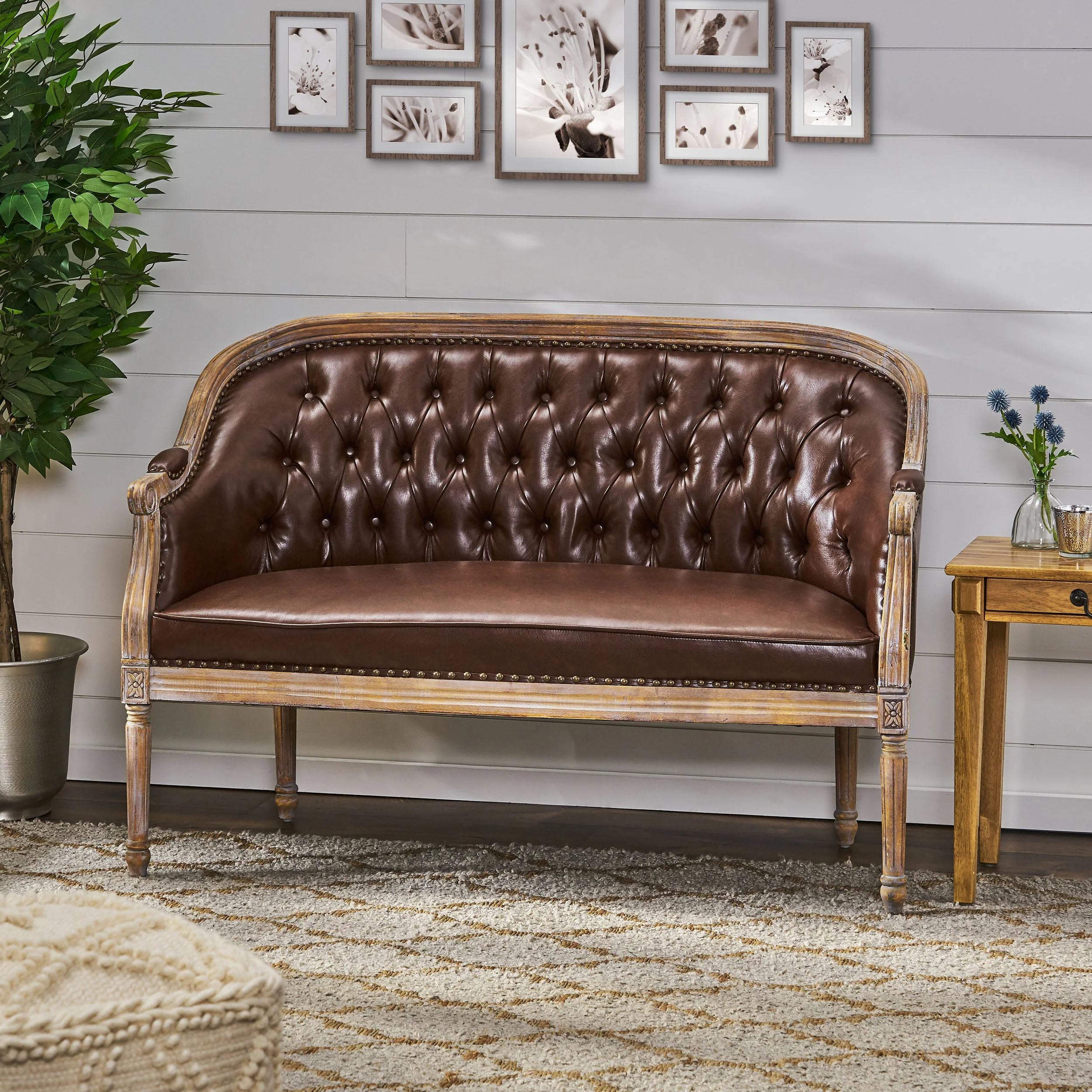 French Country Tufted Loveseat