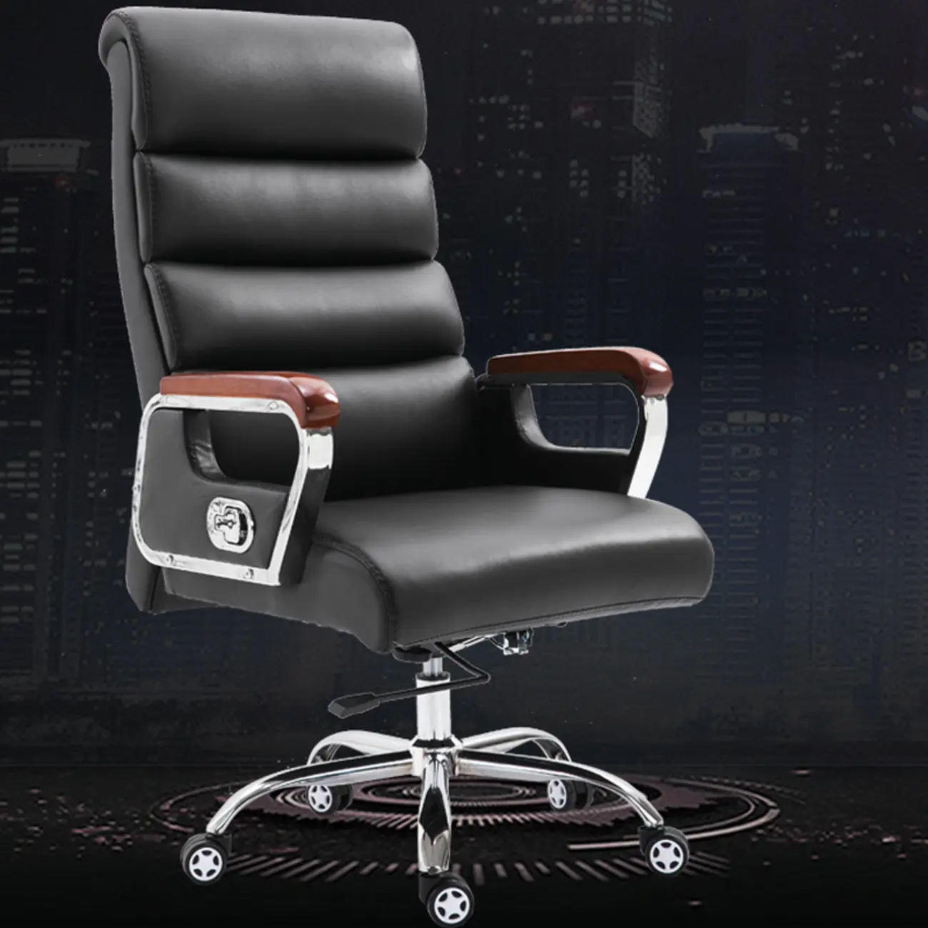 Black Leather Tilt Swivel Office Chair