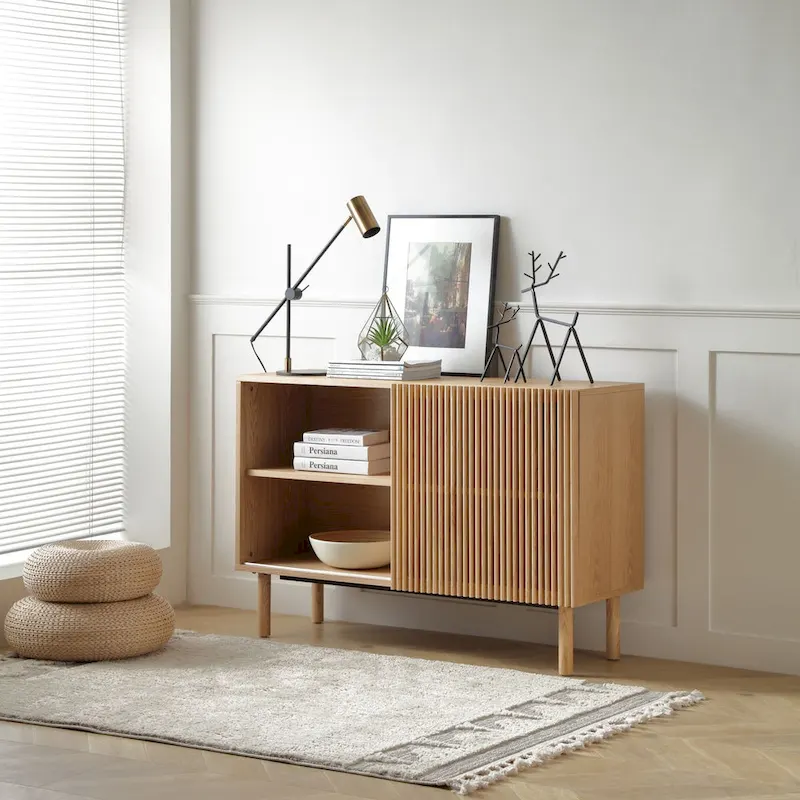 48.in Wood Oak Buffet Sideboard Accent Storage Cabinet