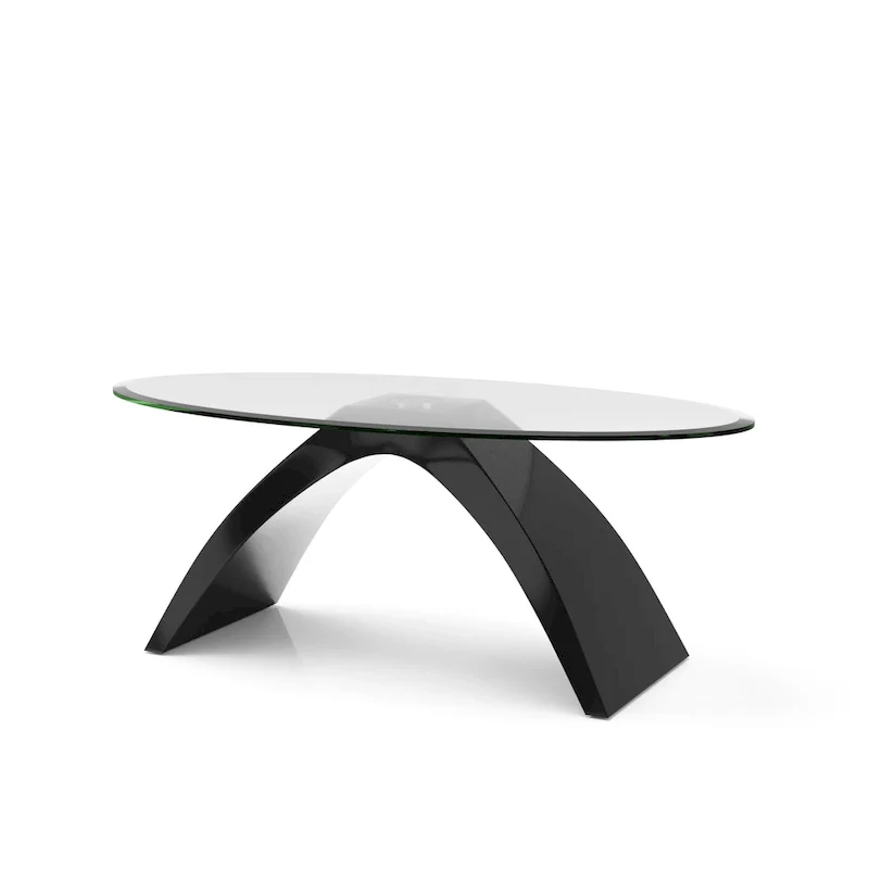 Modern 47-inch Glass Top Oval Coffee Table