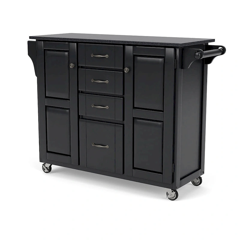 Homestyles Create-A-Cart Black Wood Kitchen Cart - 48 x 18 x 36