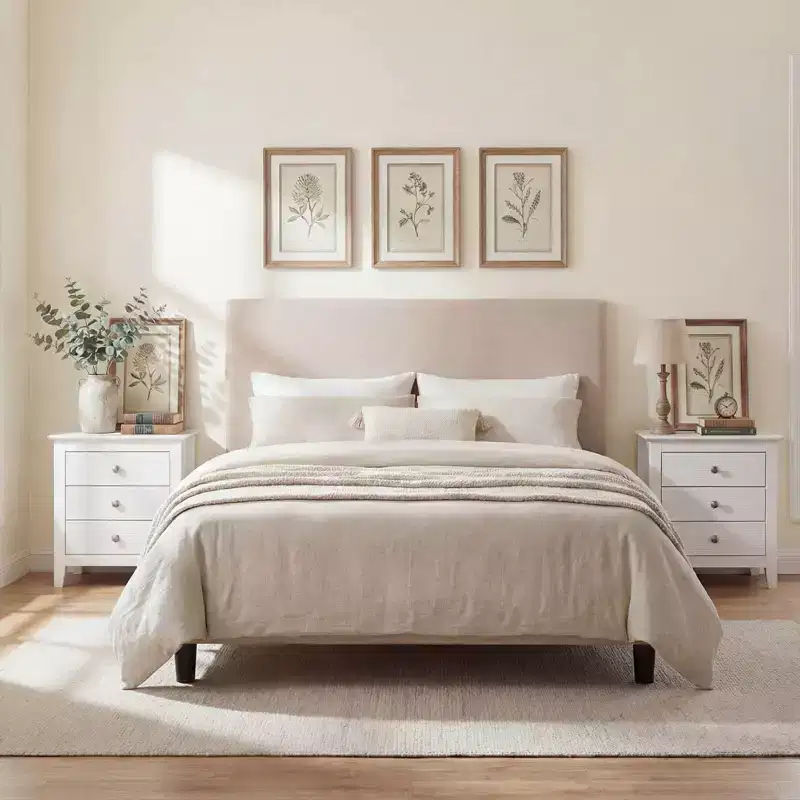 Costway 1/2 PCS Nightstand, Farmhouse 3-Drawer Night Stand with Wood Grain Accents & Sleek Knobs White/Black
