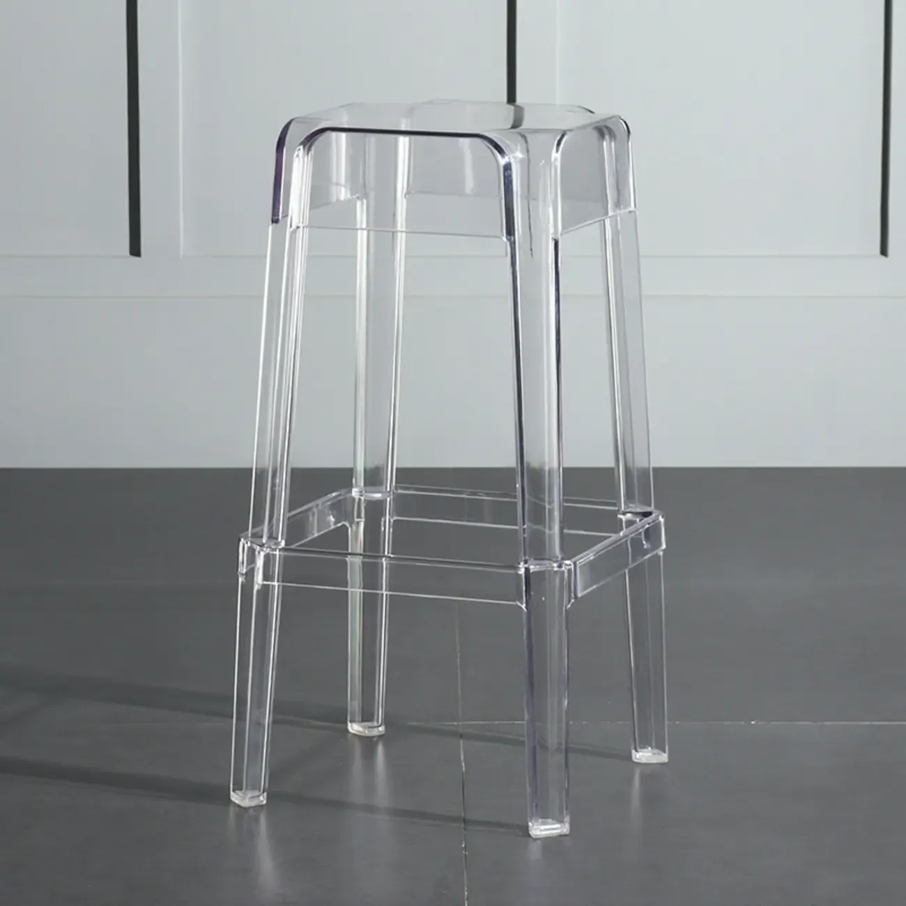 Modern Acrylic Four Legs Square Counter Bar Stool