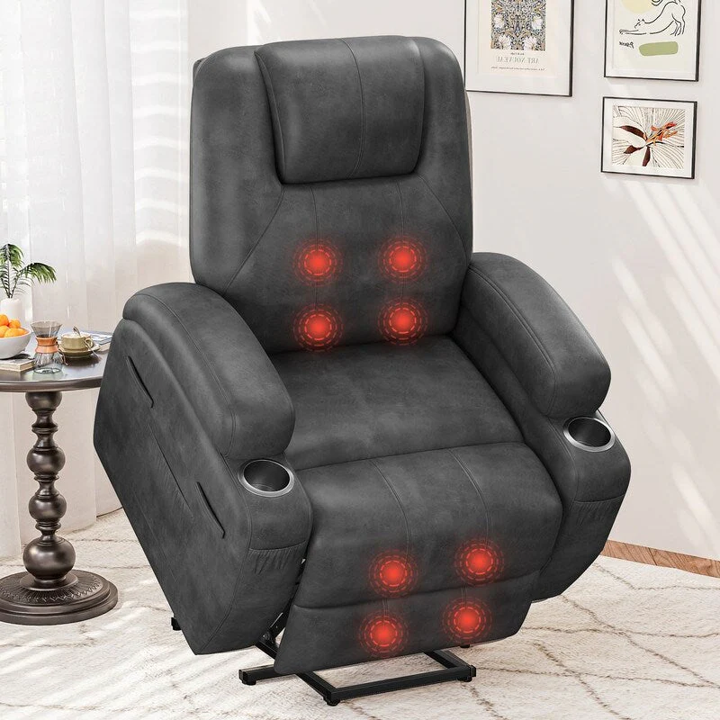 LACOO Power Lift Recliner PU Leather Reclining Chair with Massage