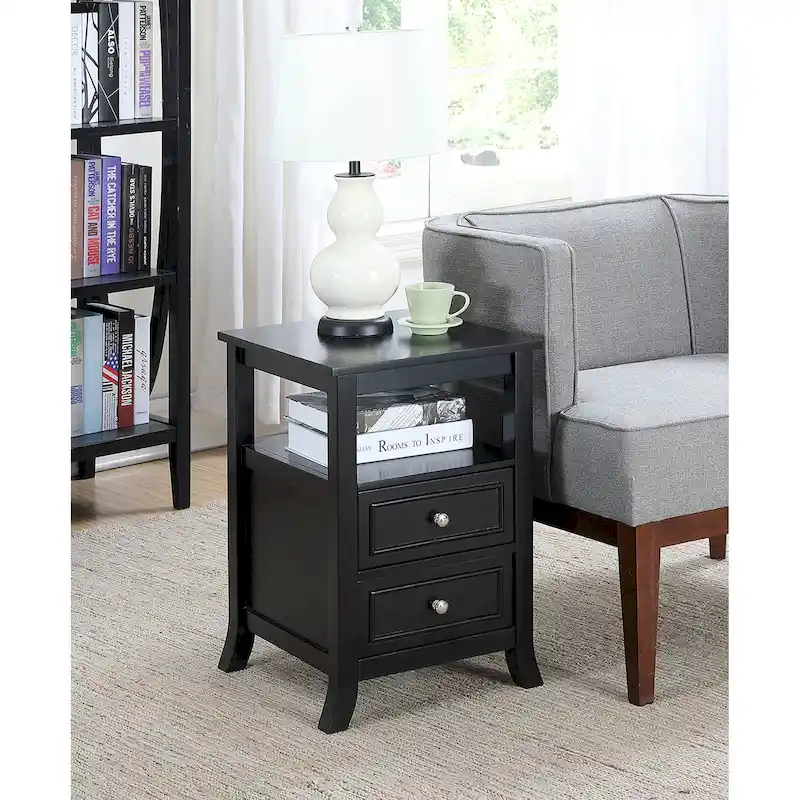 Convenience Concepts Melbourne 2 Drawer End Table with Shelf