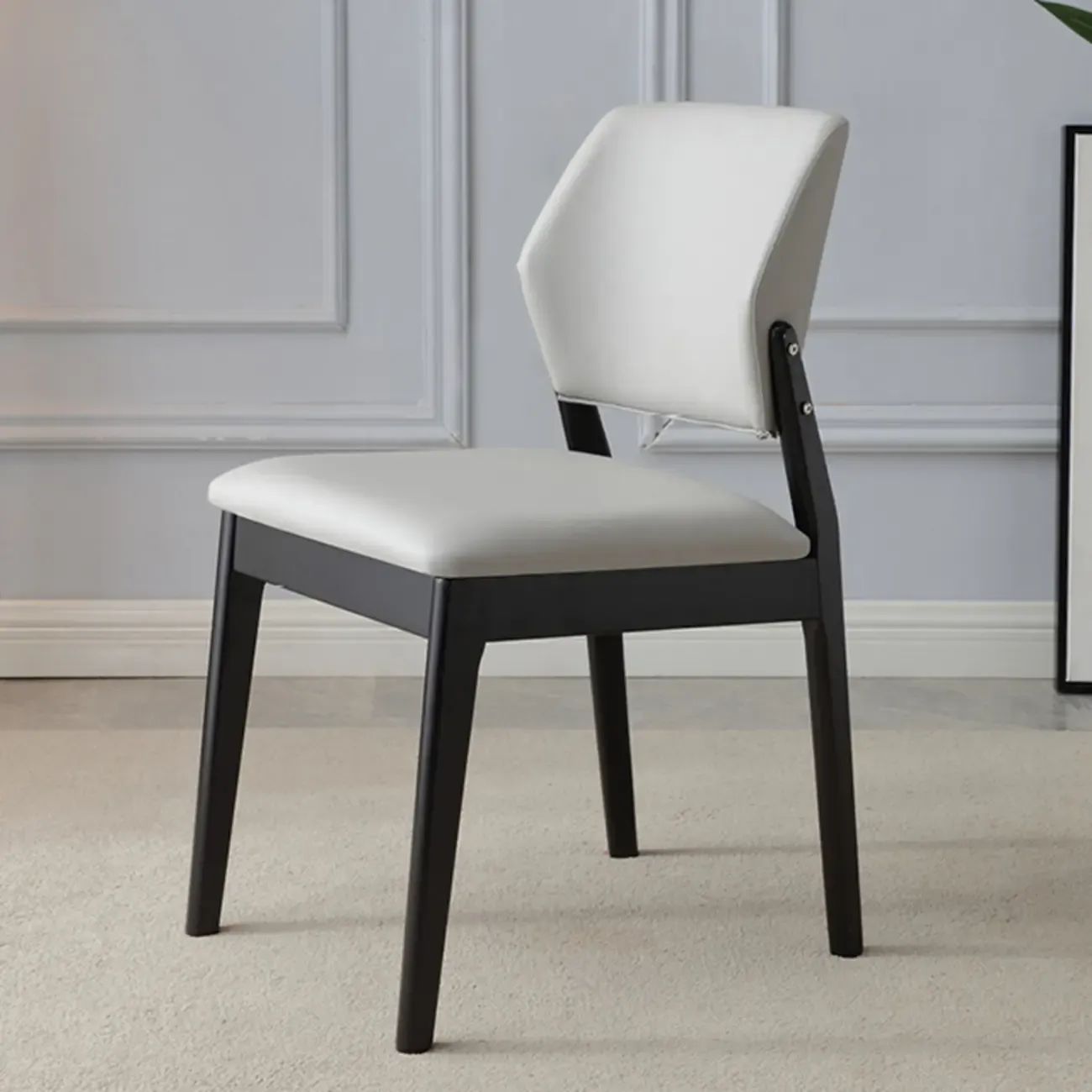 Scandinavian Faux Leather Low Back Dining Chair