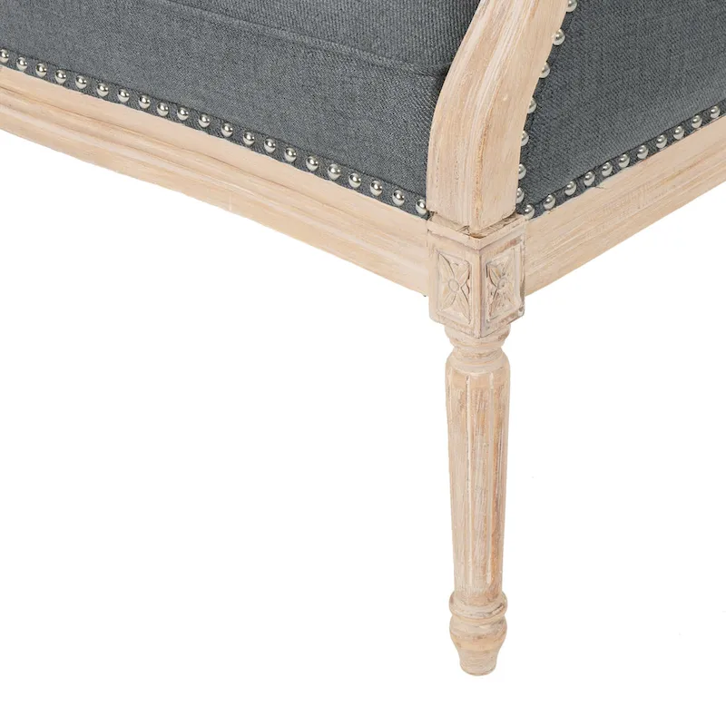 Button-Tufted Upholstered Loveseat with Scrolled Arms and Nailhead Trim