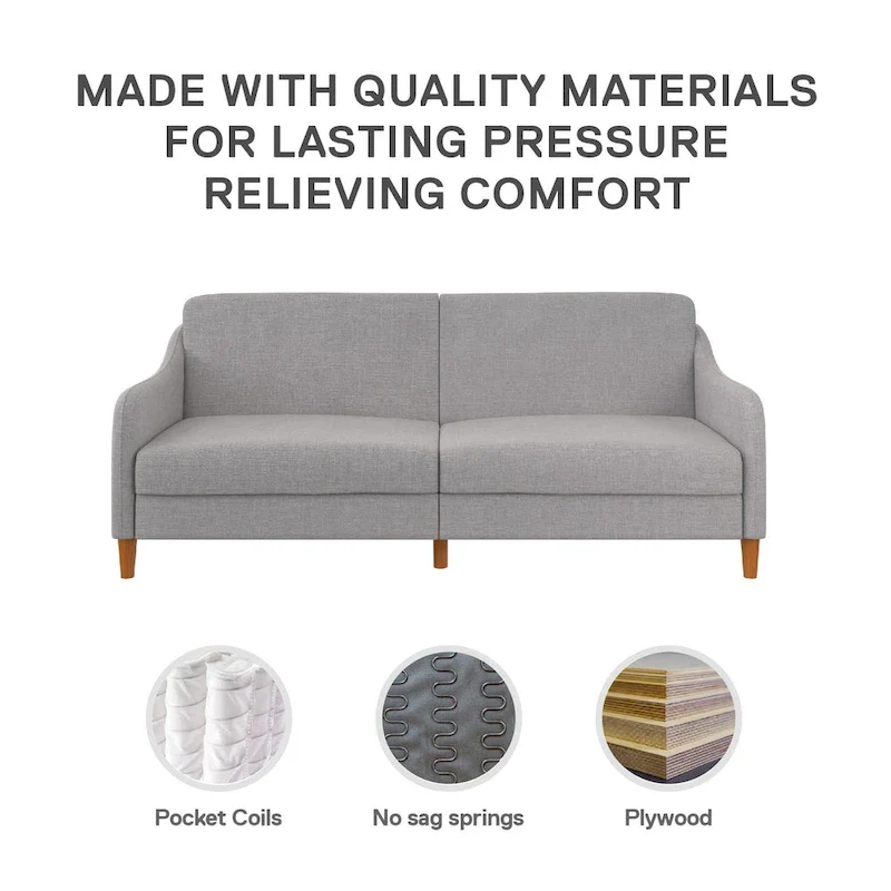 Convertible Coil Futon with Linen Upholstery