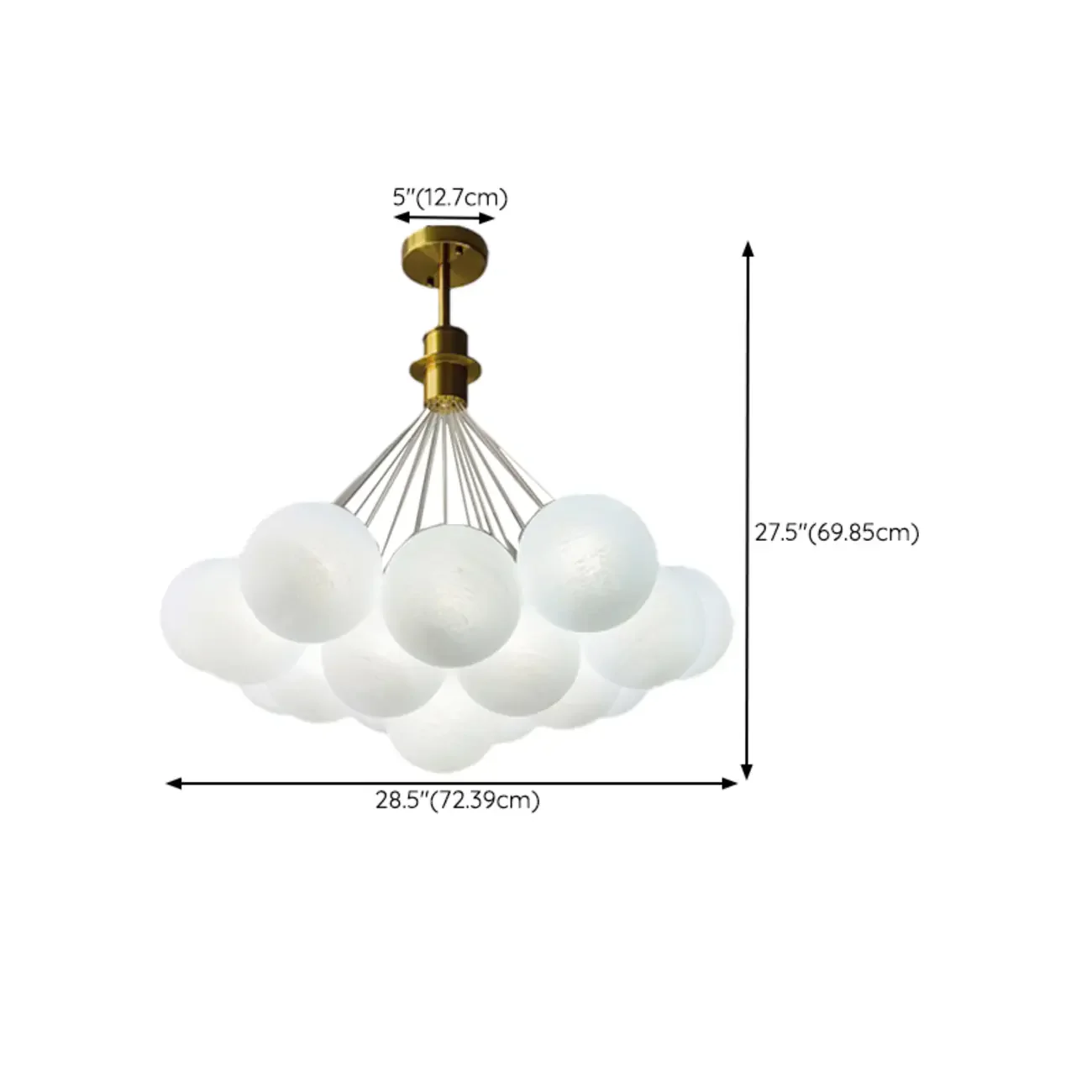 White Matte Glass Shade Multi Globe Light Chandelier
