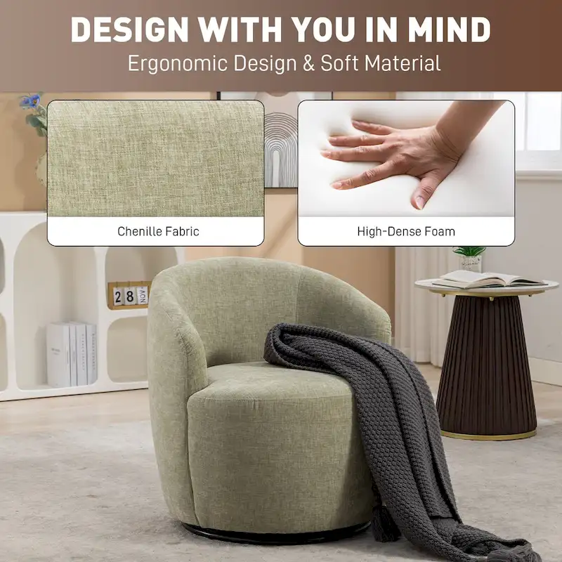 Ouyessir Accent Upholstered Round Velvet 360 Degree Swivel Sofa Chairs