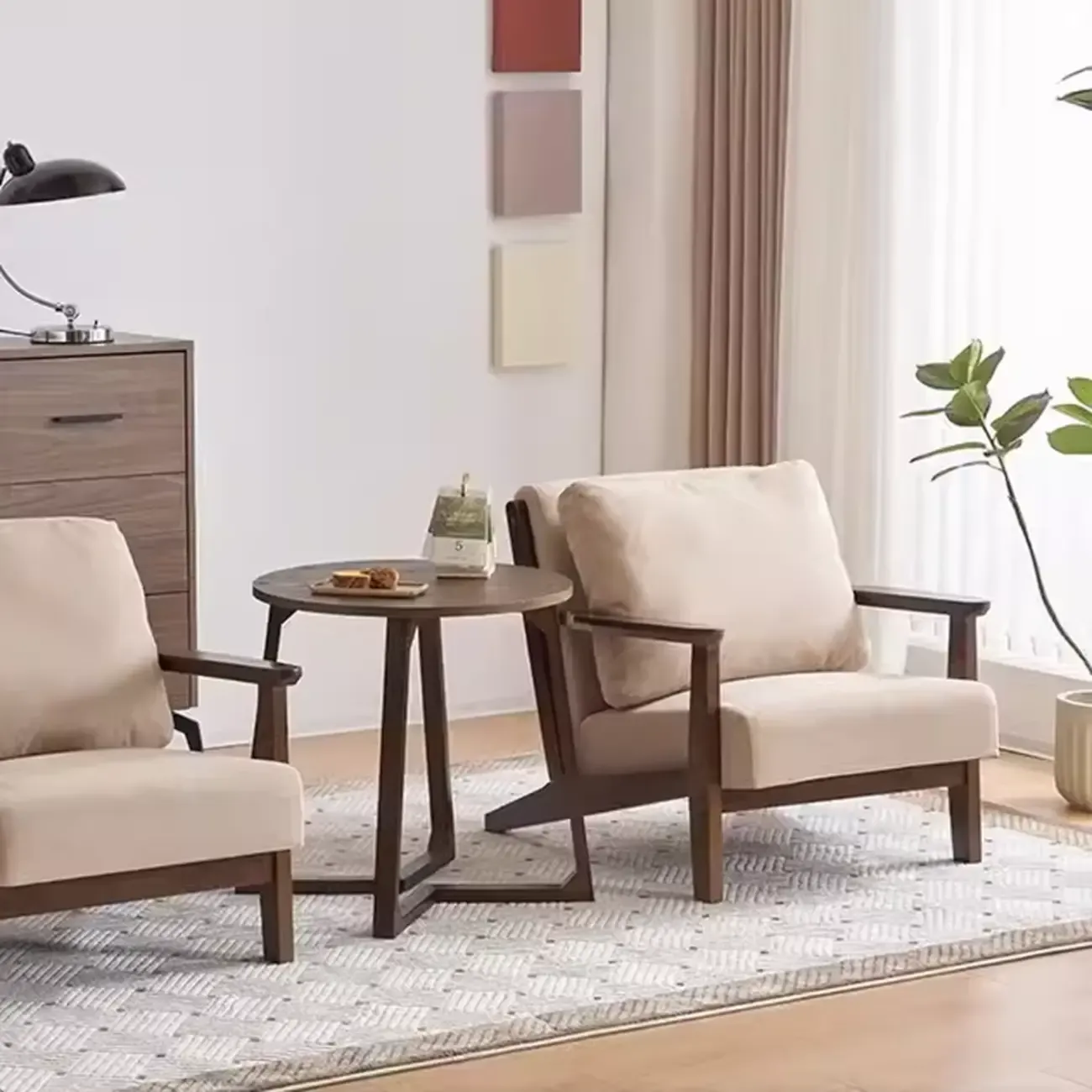 Modern Arm Chair Cotton Linen Living Room