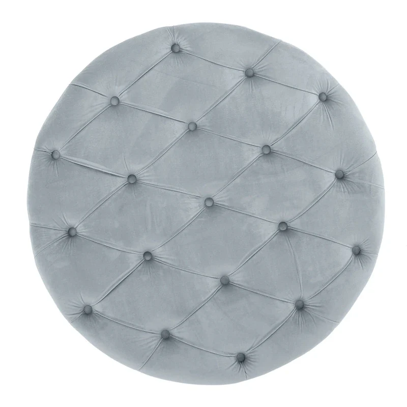 Modern Glam Tufted Velvet Round Ottoman