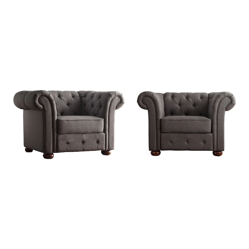 Gdansk Tufted Scroll Arm Chesterfield Chair