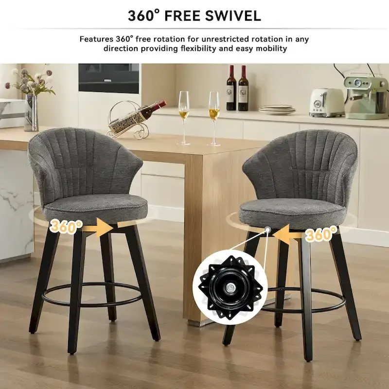 Wing Back Swivel Bar Stools Set of 2 - 25