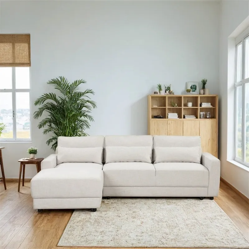 L-shaped Modular Sectional Sofa w/Removable Back Cushions & 3 Pillows