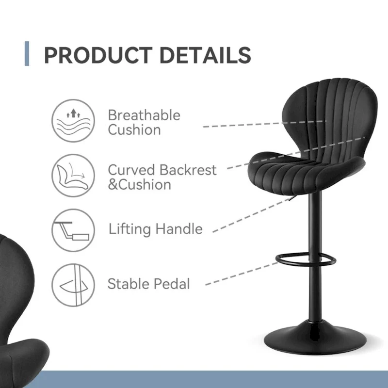 Modern Fabric Bar Stool with Iron Frame - 2 Pack