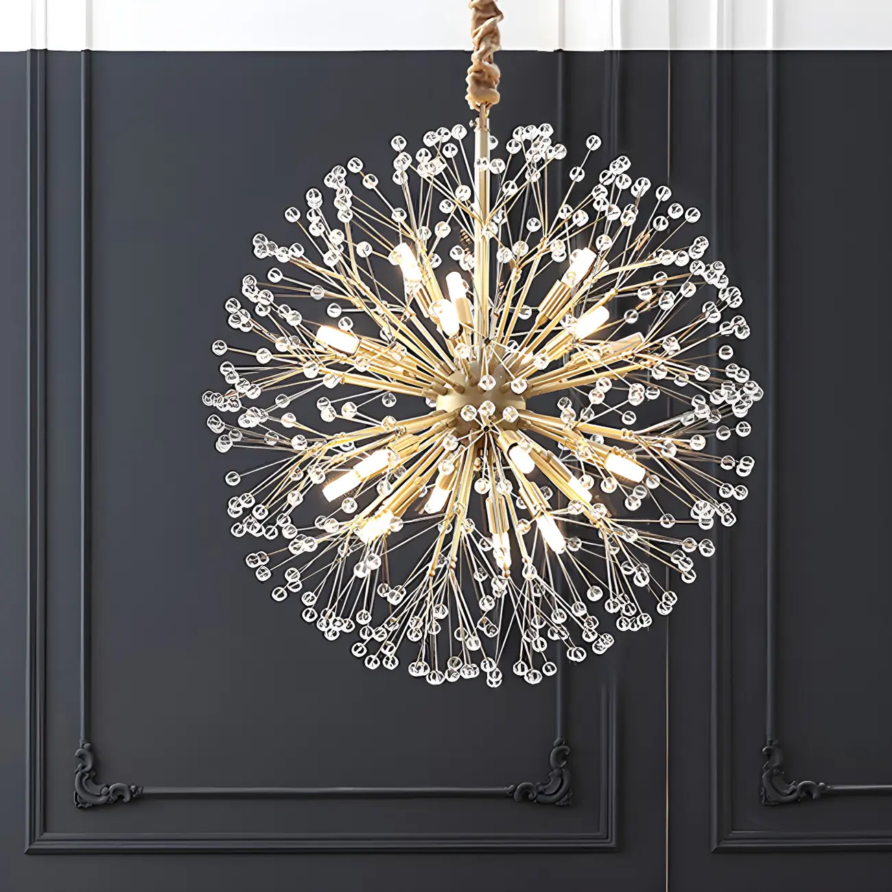 Modern Adjustable Gold Crystal Sputnik Starburst Chandelier