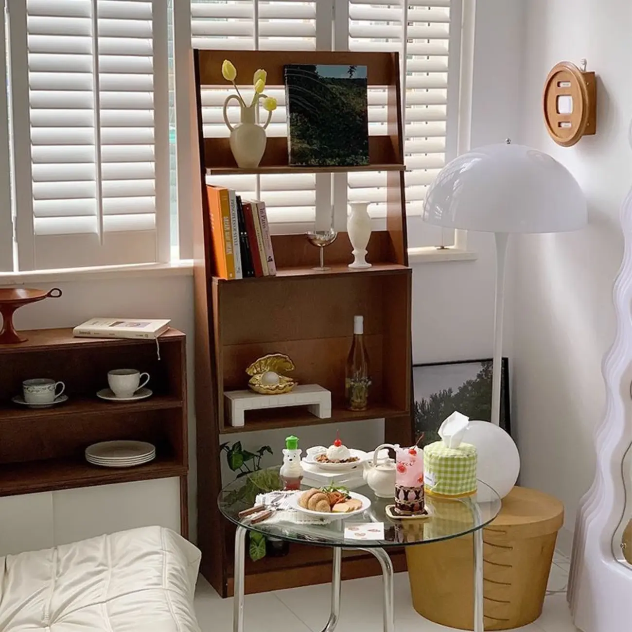 Elegant Vertical Wood Open Back Display Ladder Bookcase