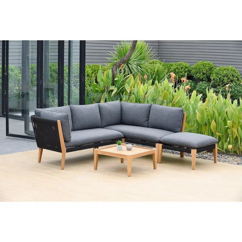 Amazonia Lazio Wood 4-piece Outdoor Patio Sectional Set - 4pc