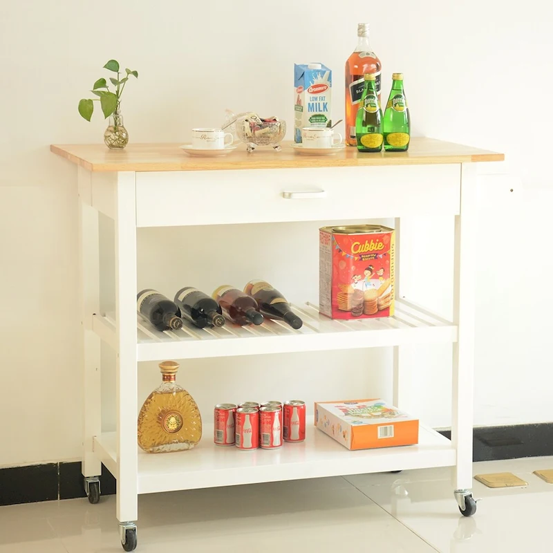 MDF Kitchen Cart with Two Lockable Wheels