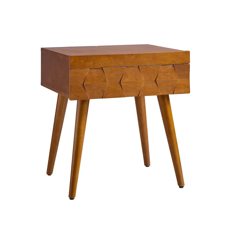 Julian Mid-century Modern End Table with Charging Station by