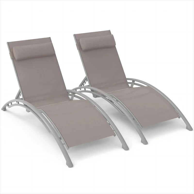 GDFStudio - Noah Adjustable Outdoor Chaise Lounge Patio Recliner Chair Set of 2