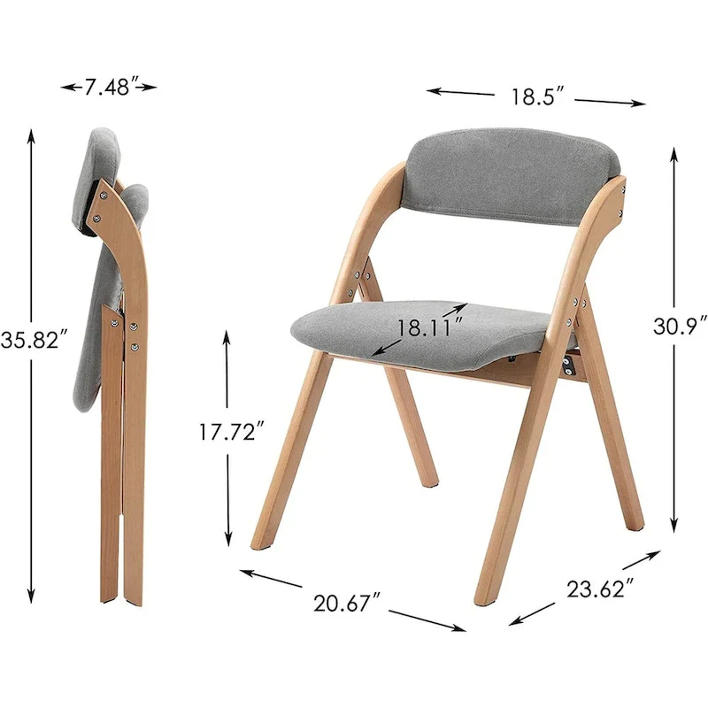 Wooden Stackable Dining Folding Chairs with Padded Seats(Set of 2)