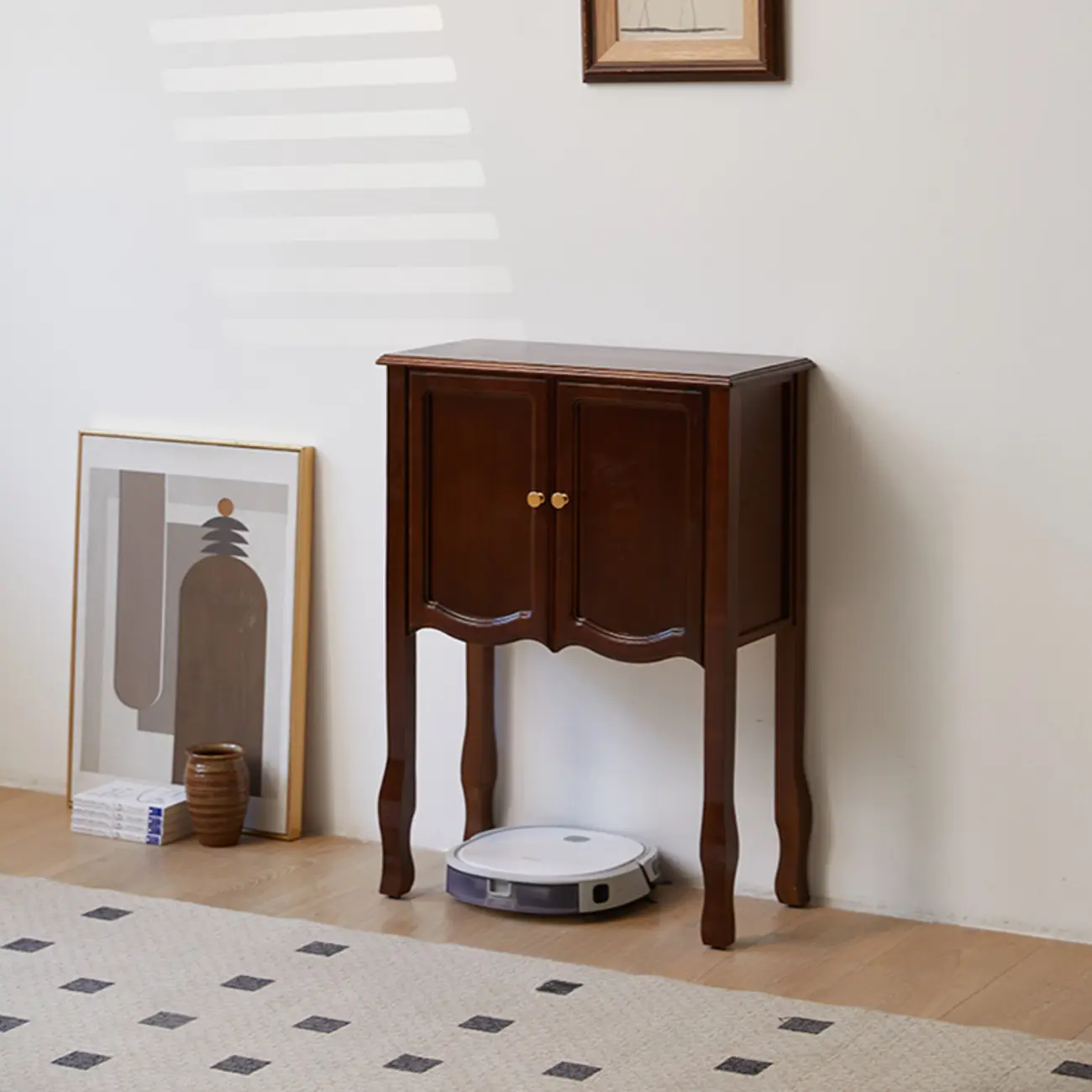 Traditional Brown Wooden Console Table with Drawers