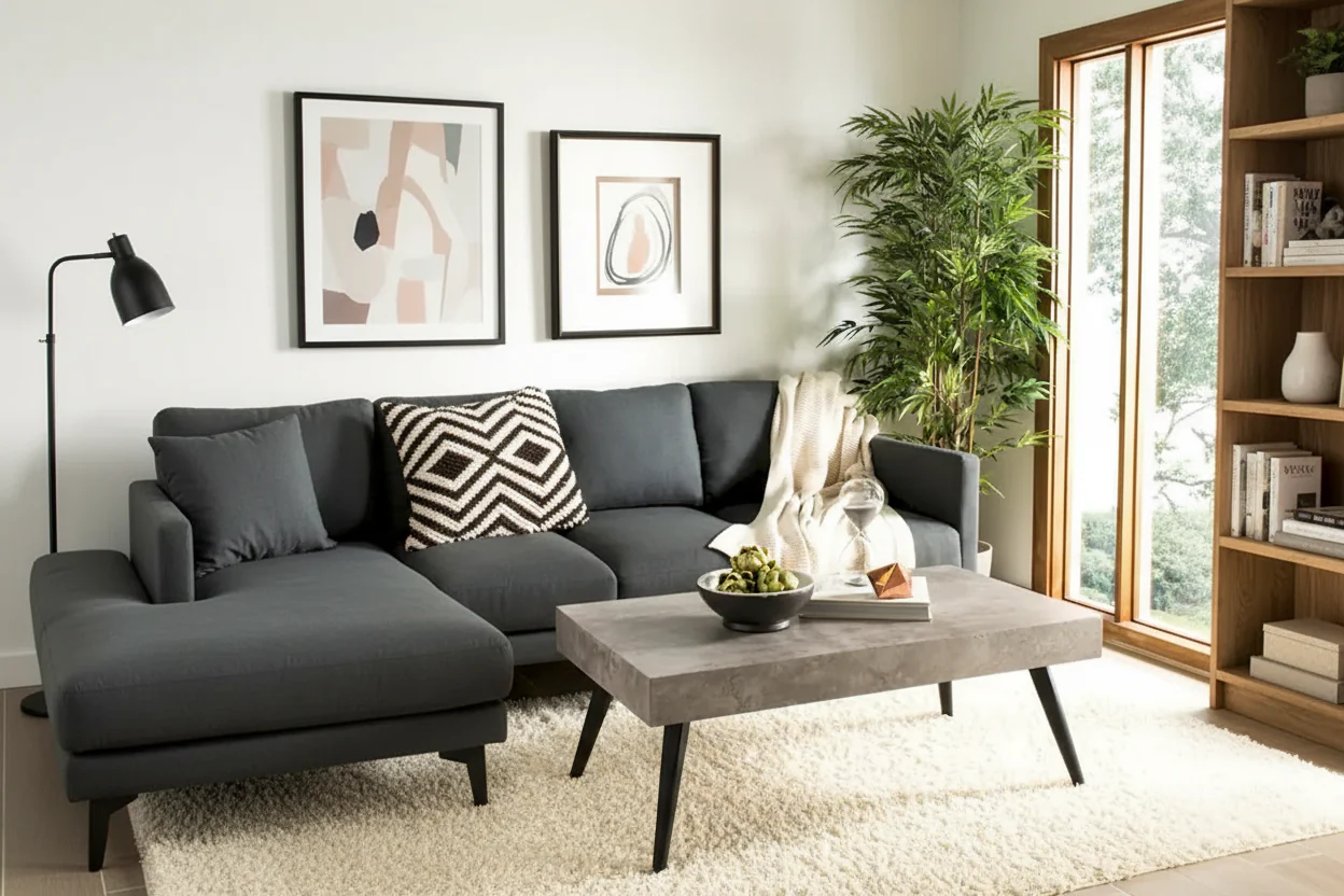 Rectangular Coffee Table with Metal Legs - 43W x 24D x 17H