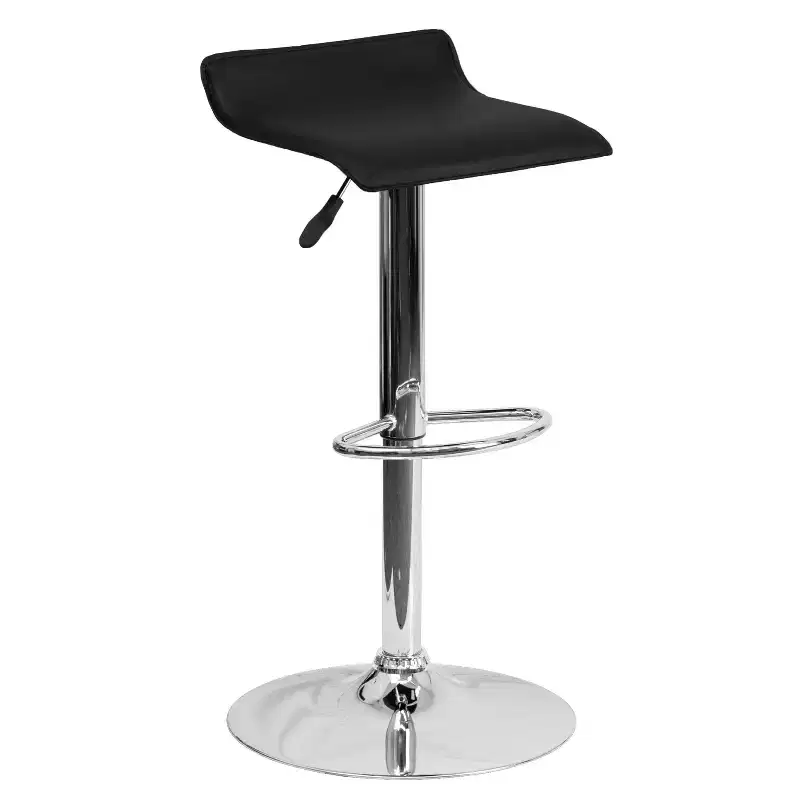Flash Furniture Contemporary Vinyl Adjustable Height Barstool with Solid Wave Seat and Chrome Base
