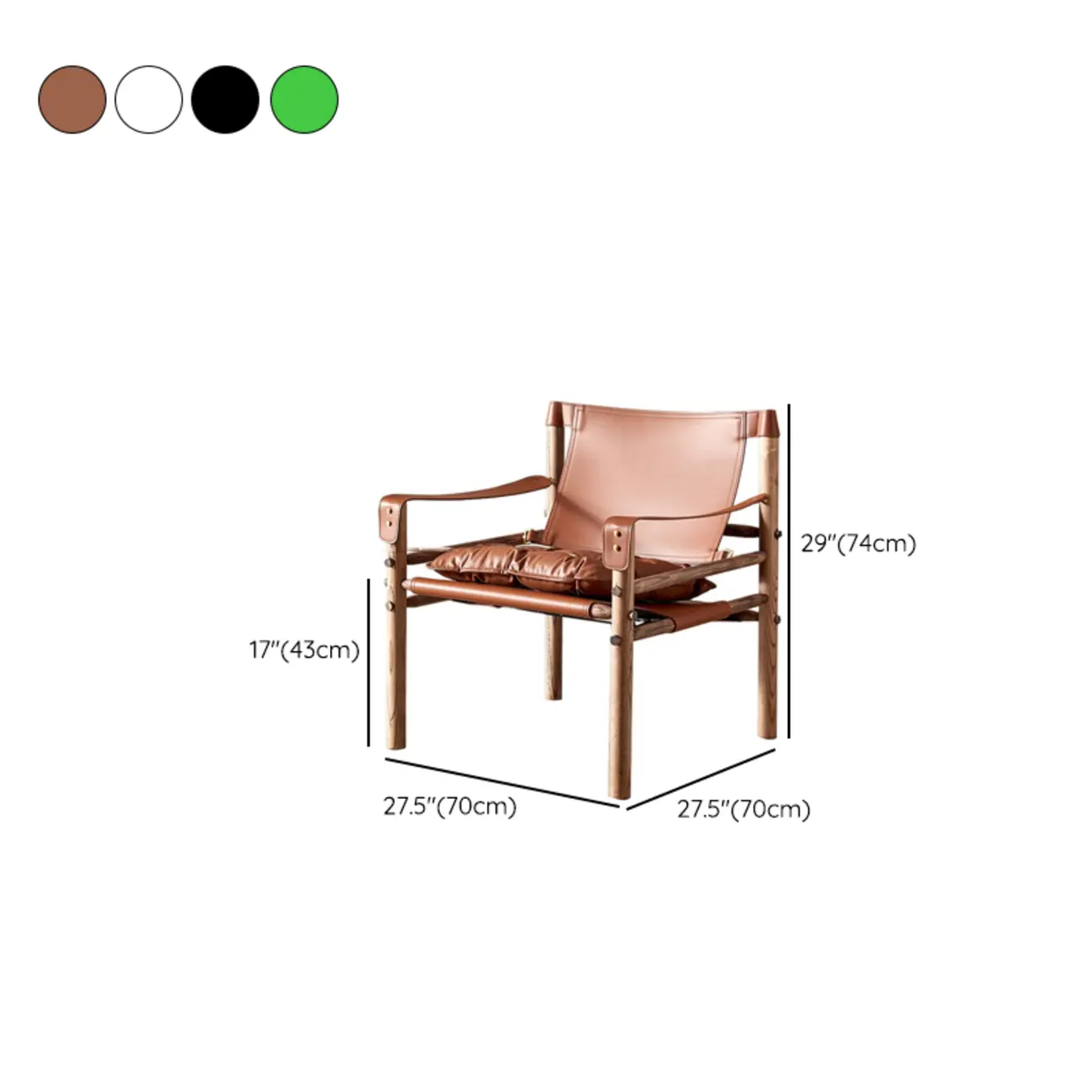 Mid-Century Modern Arm Chair Saddle Leather Living Room