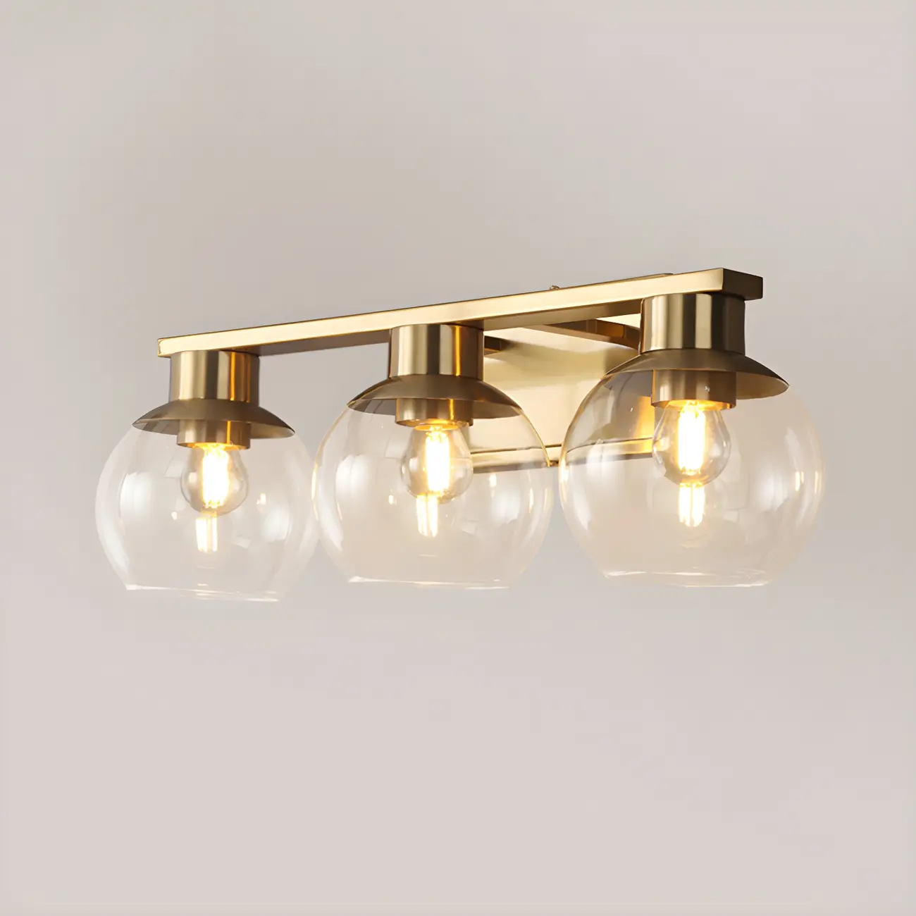 Modern Gold Clear Glass Dome Bathroom Vanity Light