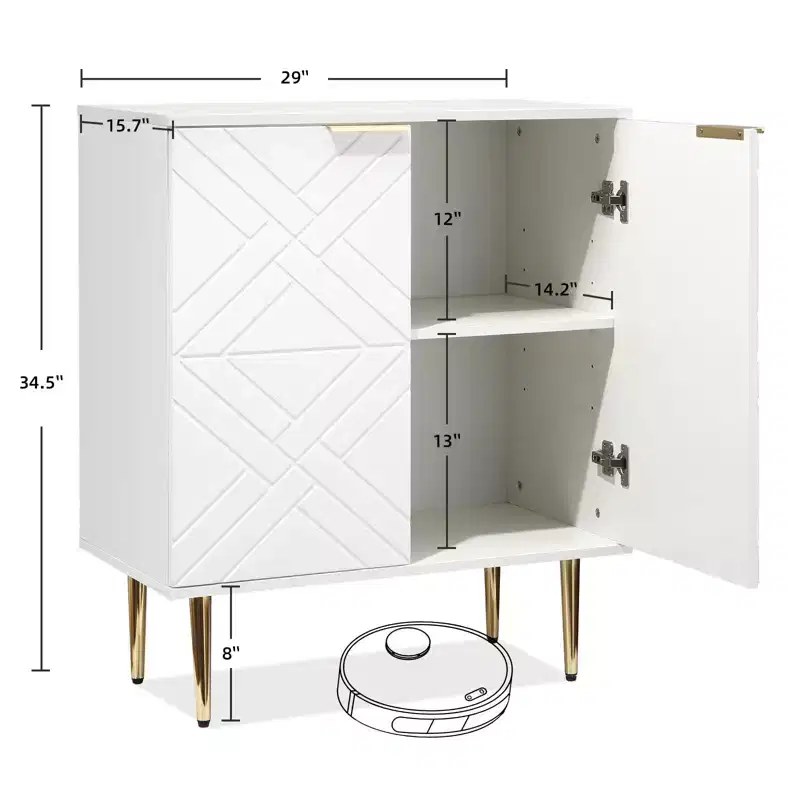 Dining Cabinet Set with 2Pcs White Dining Cabinet Set, Durable Construction, Spacious Storage, Elegant Design, Easy Assembly