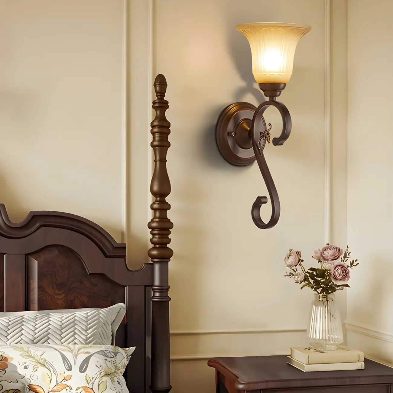 Modern Metal LED Wall Sconce Fixture with Glass Shade