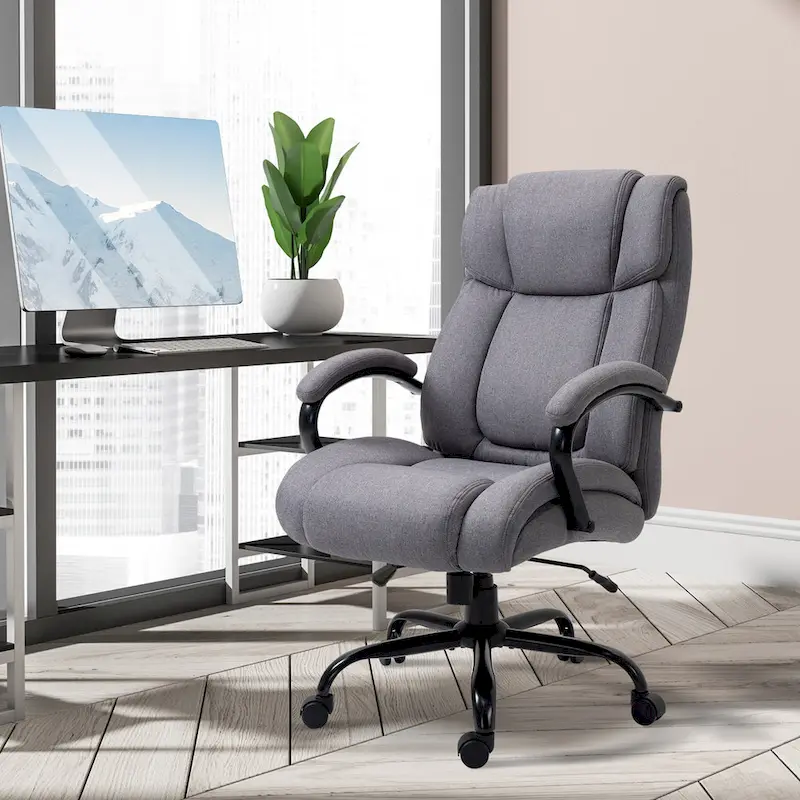 Light Grey High Back Executive Office Chair, Swivel, 1-Person, 485 lbs Capacity