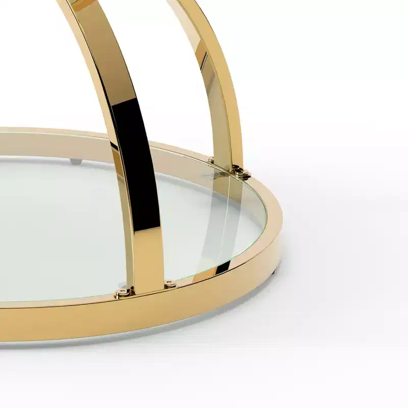GDFStudio Leda 19.69'' Modern Glass Side Table with 2 Tiers, Ring-Shaped Frames