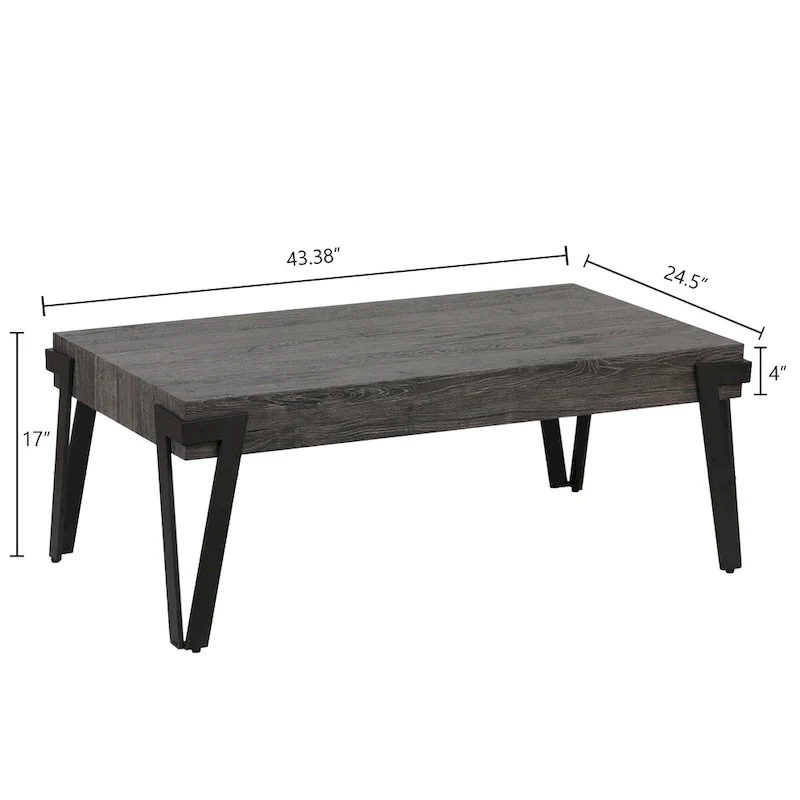 Industrial Coffee Table with Black Hairpin Legs – Grey Oak / Walnut, Modern Style