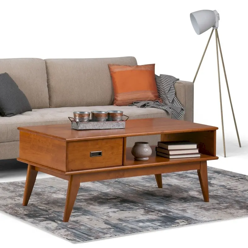 WYNDENHALL Tierney SOLID HARDWOOD 48 inch Wide Rectangle Mid Century Modern Coffee Table - 48 W x 22 D x 20 H