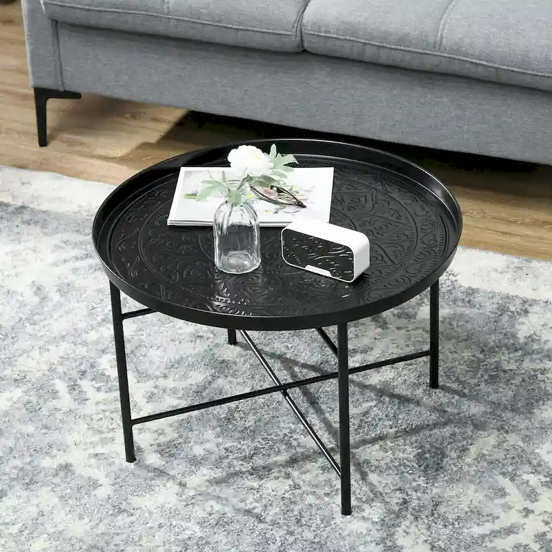 Black Round Coffee Table 24