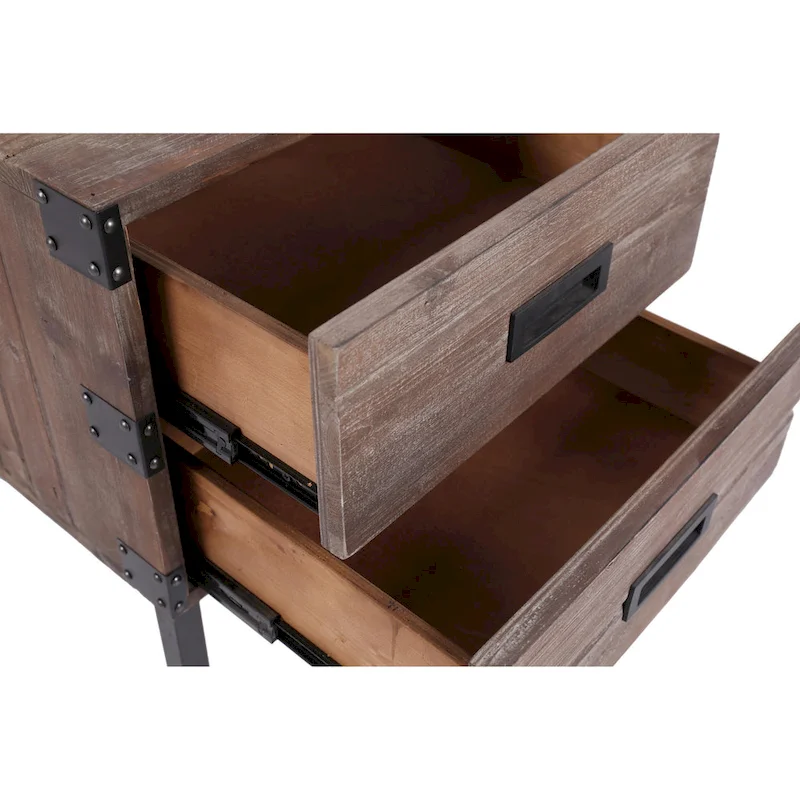 Antique Reclaimed Wood Gray Trunk and Side Table, Set of 3