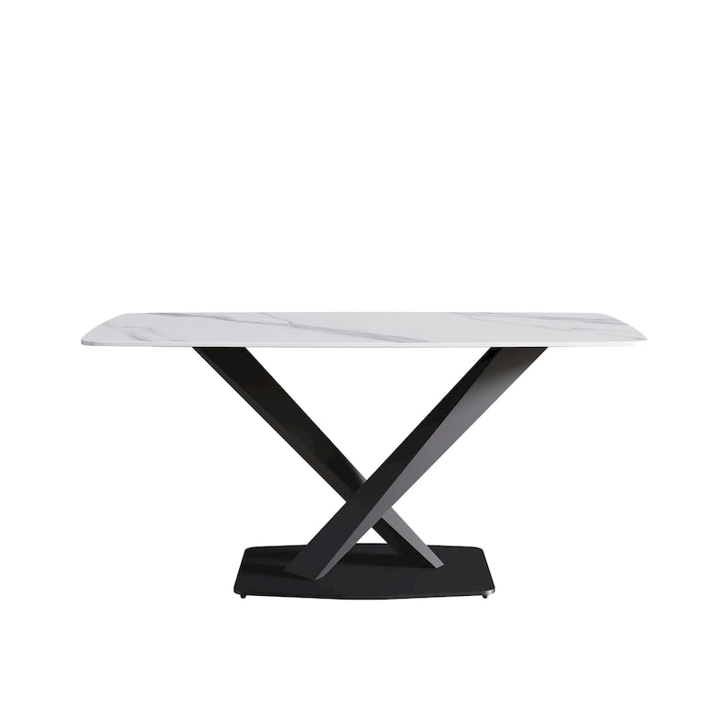 63 inch Modern White Rectangular Dining Table