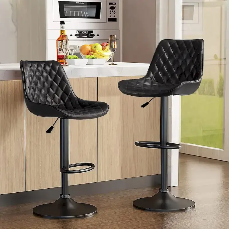 Bossin Bar Stools Set of 2 Height Adjustable,Swivel Counter Height Bar Stools with Back