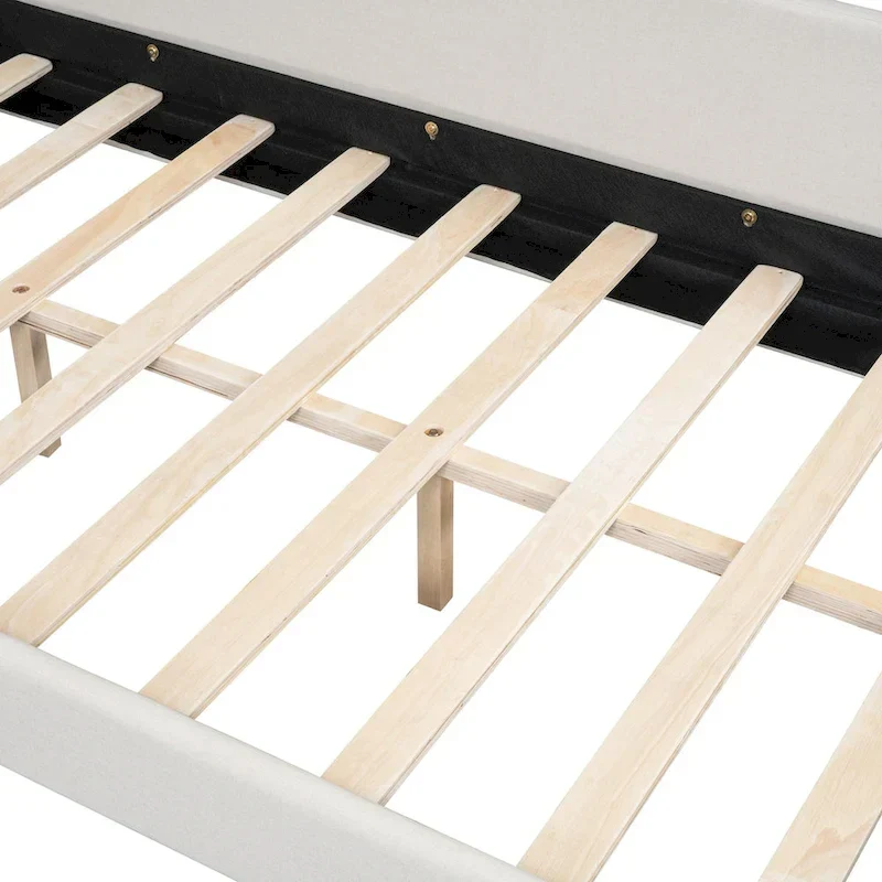 L-Shaped Linen Daybed with Solid Wood Legs